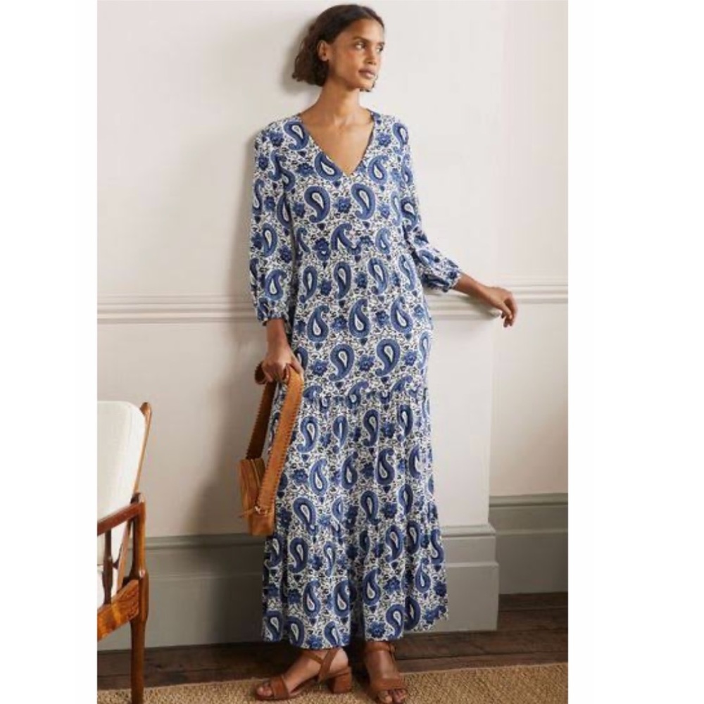 Boden Enchanting Paisley Blouson Maxi Dress Size 6